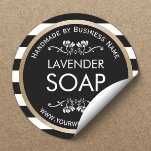 Sticker Rond Bordure Or Soap Fabriquée à la main