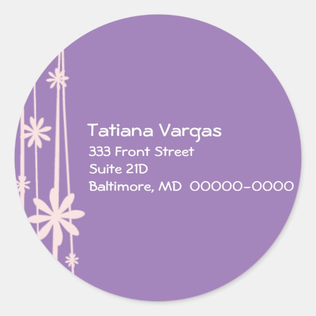 Sticker Rond Bornes de fleurs violettes (Devant)