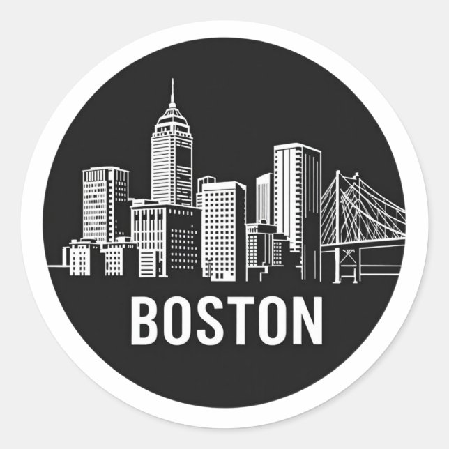 Sticker Rond BOSTAN City Skyline Silhouette (Devant)