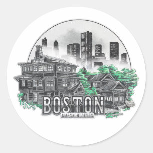 Sticker Rond Boston City Massachusetts USA