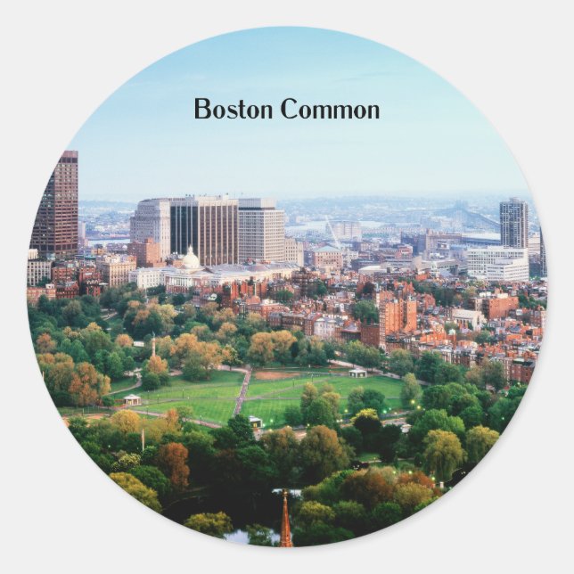 Sticker Rond Boston Common, parc public, (Devant)