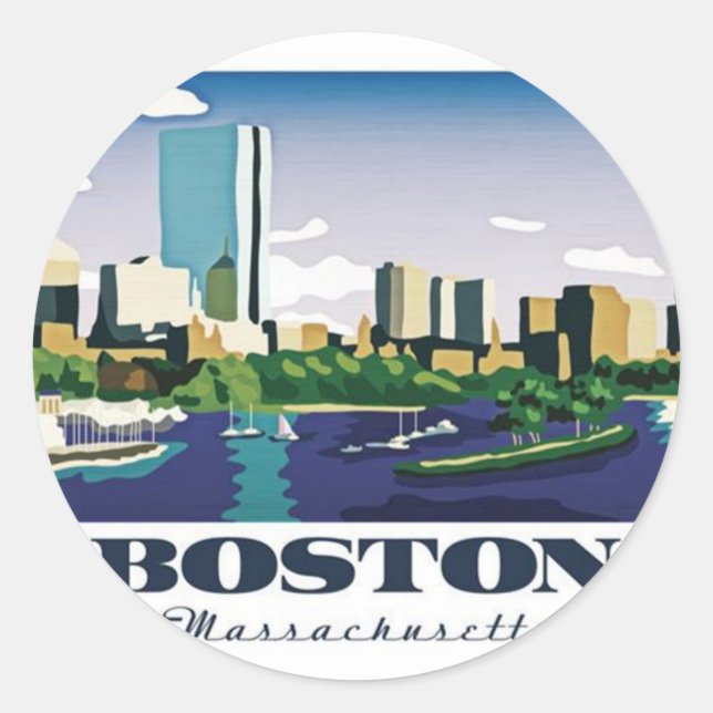Sticker Rond Boston, Massachusetts (Devant)