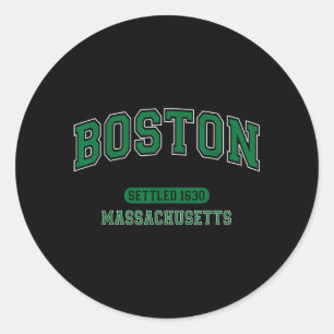 Sticker Rond Boston Massachusetts Fondée en 1630 Sport Rétro