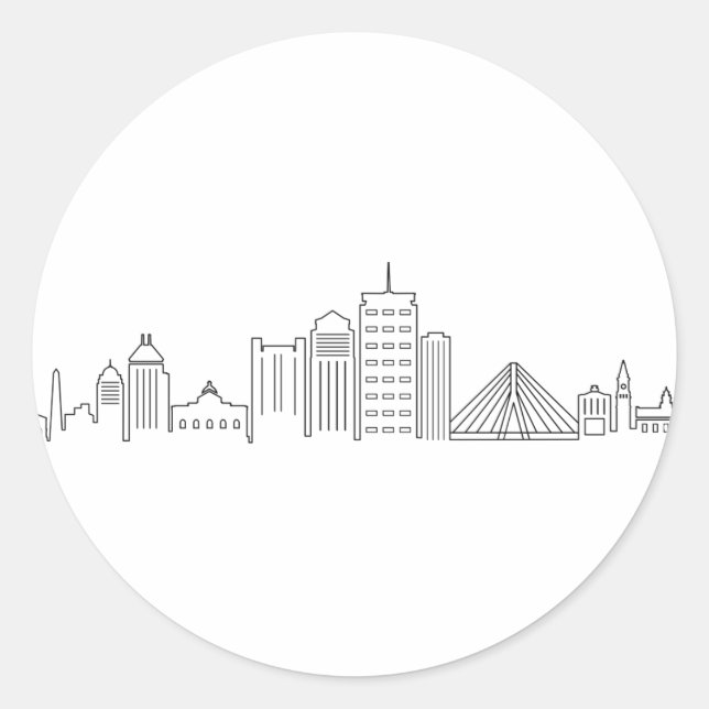Sticker Rond BOSTON Massachusetts USA City Skyline Silhouette (Devant)