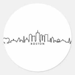 Sticker Rond BOSTON Massachusetts USA City Skyline Silhouette