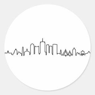 Sticker Rond BOSTON Massachusetts USA City Skyline Silhouette
