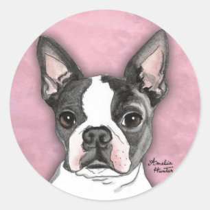 Sticker Rond Boston Terrier