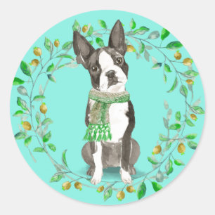 Sticker Rond Boston Terrier Bestie