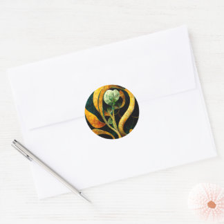 Sticker Rond Botanical Orchid Greens & Golds