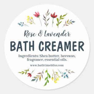 Sticker Rond Botanique Blanc Floral Creamer de bain artisanal