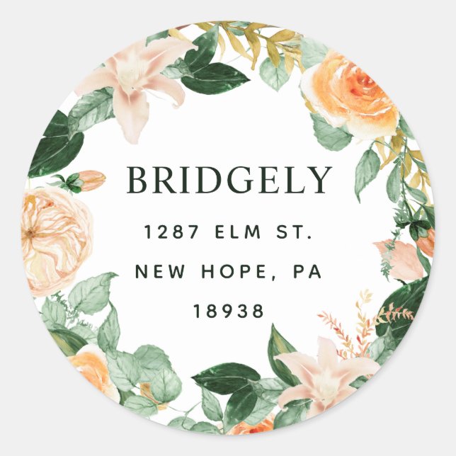 Sticker Rond Botanique Boho Green Neutral Adresse de retour (Devant)