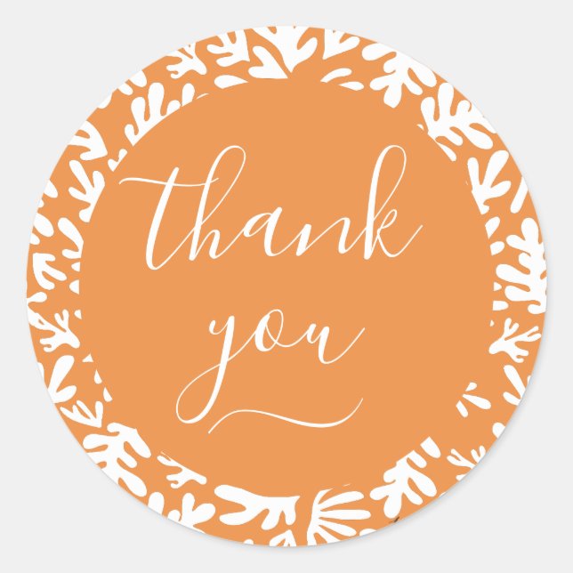 Sticker Rond Botanique Orange Petite entreprise Merci client (Devant)