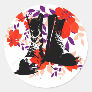 Sticker Rond Botte Punk Rocker - style rue