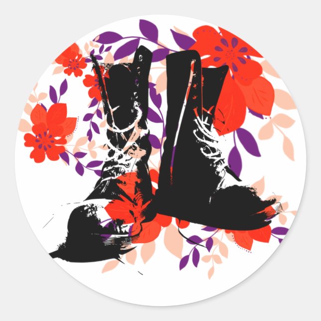 Sticker Rond Botte Punk Rocker - style rue (Devant)