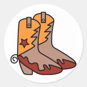 Sticker Rond Bottes Country Cowboy