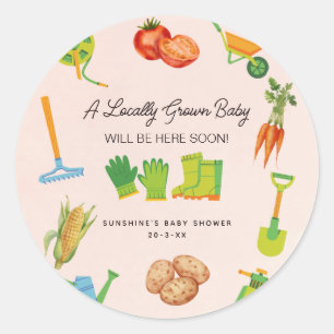 Sticker Rond Bottes cultivées localement Baby shower végétal cl