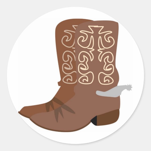 Sticker Rond Bottes de cowboy avec éperons (Devant)