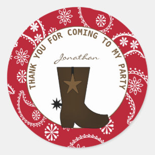 Sticker Rond Bottes de cowboy personnalisées avec bandana r