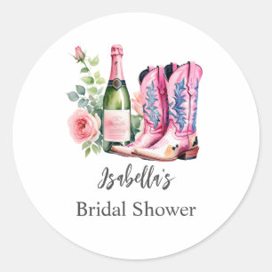 Sticker Rond Bottes et Fête des mariées rose mousseuse