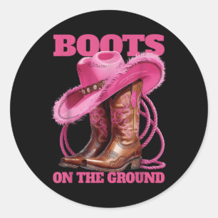 Sticker Rond Bottes Mignonnes Sur Le Sol Distance Ouest C