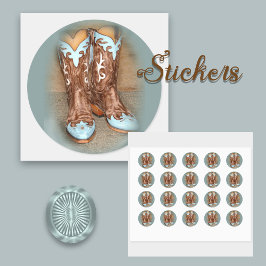 Sticker Rond Bottes occidentales turquoise