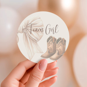 Sticker Rond Bottes Ou Vaches Beiges Genre Reveillez Équipe Fil