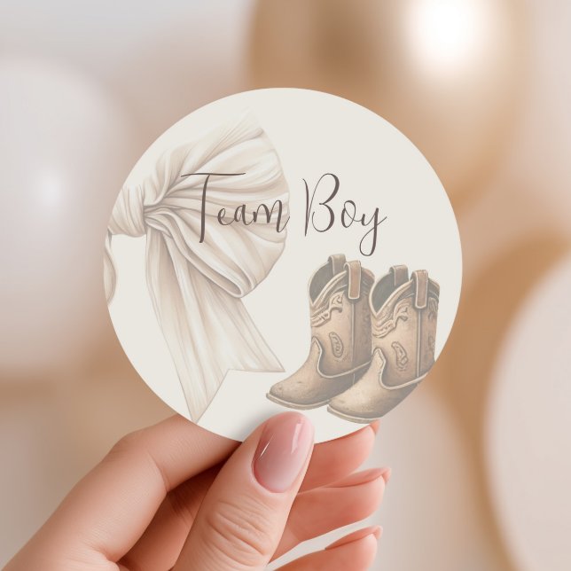 Sticker Rond Bottes Ou Vaches Beiges Sexe Révéler Équipe Garçon (Créateur téléchargé)