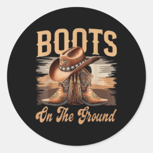 Sticker Rond Bottes Sur Le Sol Black Cowgirl Melanin Femmes