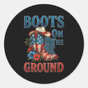 Sticker Rond Bottes Sur Le Terrain 4 juillet Toute L'Amérique