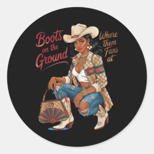 Sticker Rond Bottes Sur Le Terrain Où Ils Vont À