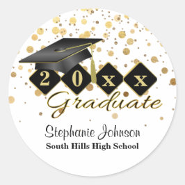 Sticker Rond Bouchon de diplôme Black Gold Personnalisé