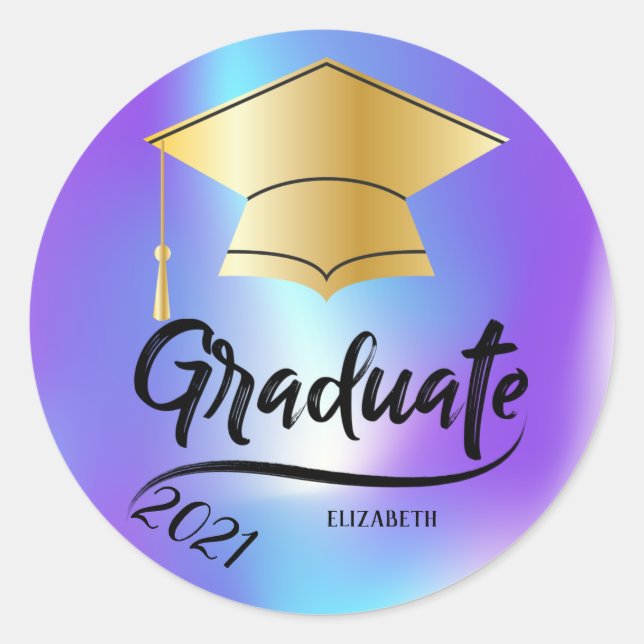 Sticker Rond Bouchon de diplôme d'or, Holographie (Devant)