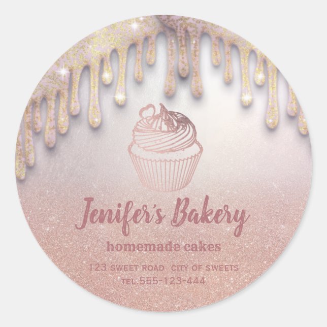 Sticker Rond Boucles d'or rose Coutakes et sucreries maison Cla (Devant)