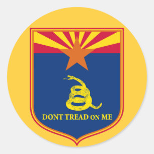 Sticker Rond Bouclier de drapeau de l'Arizona et de Gadsden