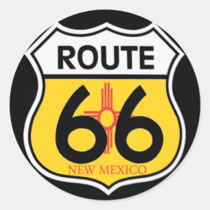 Sticker Rond Bouclier de la route 66 du Nouveau-Mexique