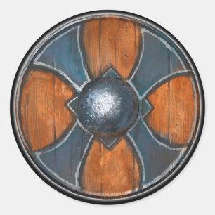 Sticker Rond Bouclier rond - emblème croisé bleu