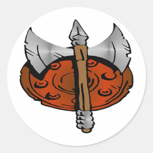 Sticker Rond Bouclier viking et boîte de bataille (Devant)
