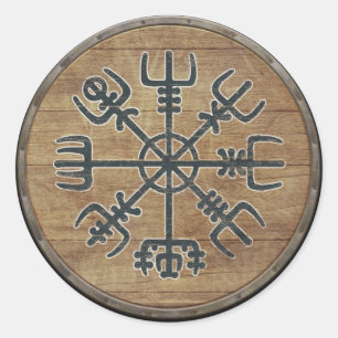 Sticker Rond Bouclier viking - Vegvísir