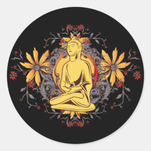 Sticker Rond Bouddha de médecine en méditation