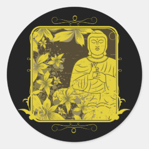 Sticker Rond Bouddha d'or