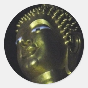 Sticker Rond Bouddha d'or la nuit
