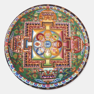 Sticker Rond Bouddhisme tantrique tibétain vintage Mandala