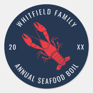 Sticker Rond Bouf de homard familial personnalisé d'été