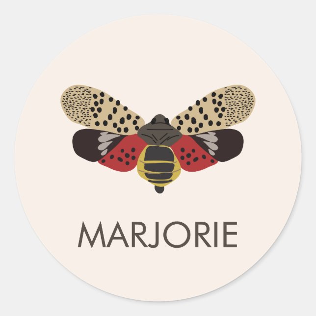 Sticker Rond Boug de lanternfly tacheté Personnalisé (Devant)