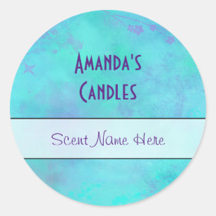 Sticker Rond Bougie abstraite Turquoise et violette