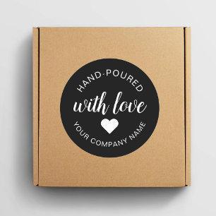 Sticker Rond Bougie « Coulée à la main » avec amour