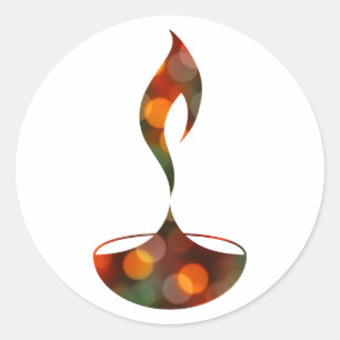 Sticker Rond bougie de bokeh de diya de diwali