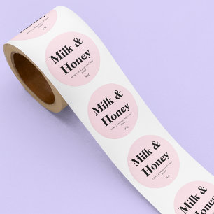 Sticker Rond Bougie de marque à emballage rose blush fait main
