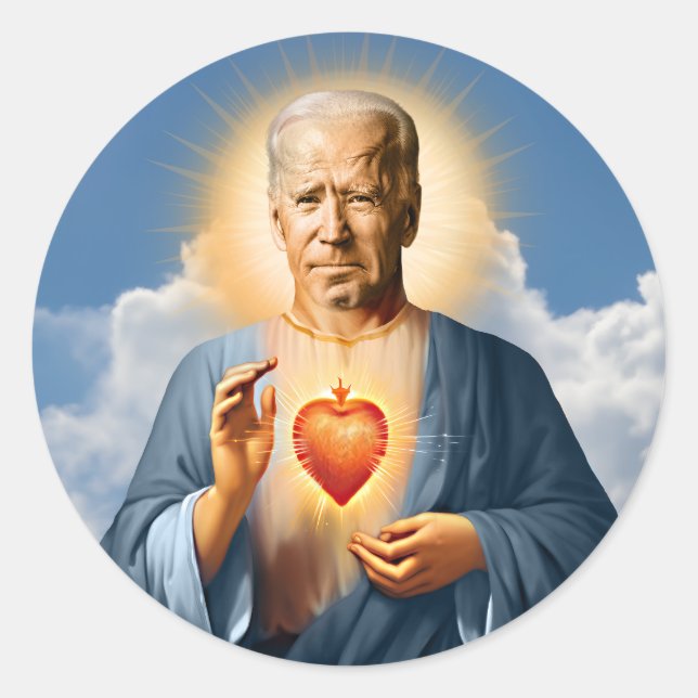 Sticker Rond Bougie de prière Saint Joe Biden (Devant)