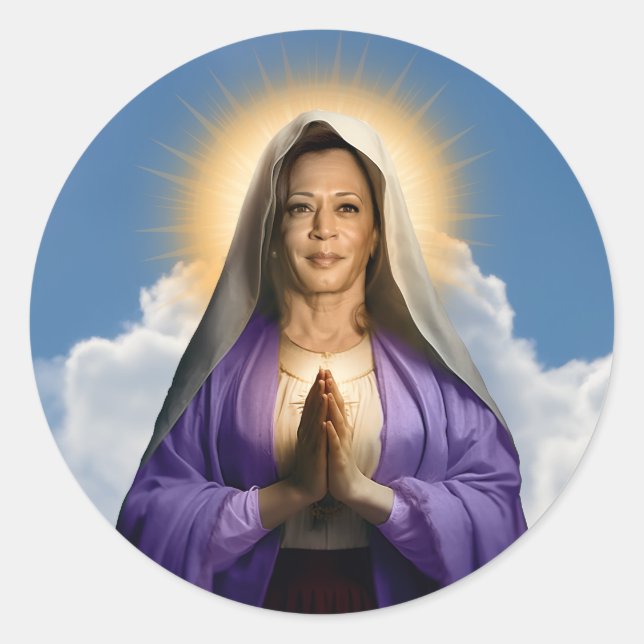Sticker Rond Bougie de prière Saint Kamala Harris (Devant)